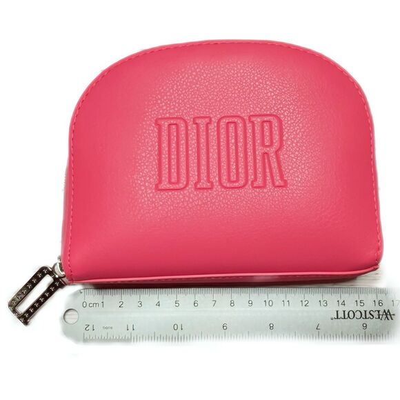 DIOR Makeup Pouch Cosmetic Bag (PINK CORAL) Size: 7"L x 5"H - Picture 11 of 13